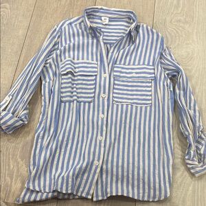 Vici Blue and White Striped Button Down Shirt